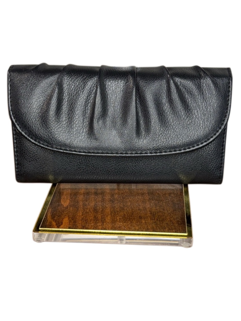 🔥Elegant Black Ruched Clutch Snap Wallet